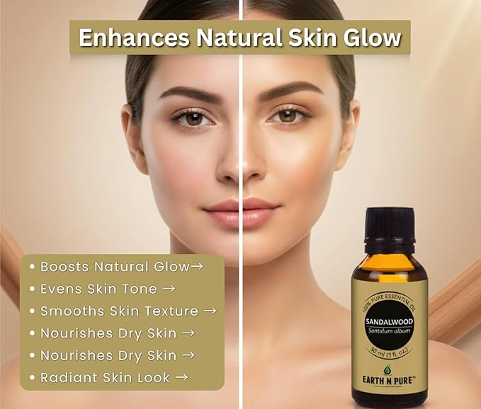 Earth N Pure Sandalwood Essential Oil (Chandan Oil) for Skin Pure and Natural 50 ml