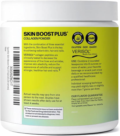 Sparkle Wellness VERISOL Bioactive Hydrolyzed Collagen Peptides | Collagen Powder Supplement with Vitamin C & Hyaluronic Acid for Hair, Skin, and Nail Health | Skin Boost Plus (Tropical) [30-Serves]