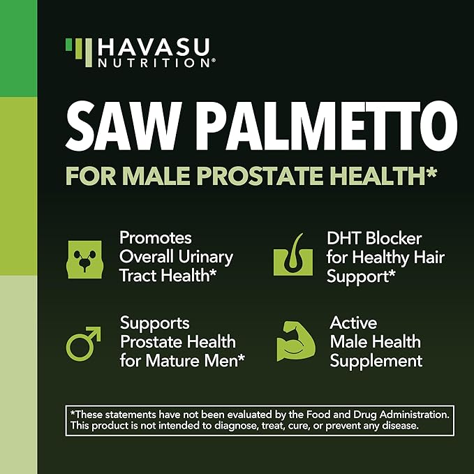 Saw Palmetto for Men Prostate Health Supplement to Promote Urinary Tract Function - 500mg Per Serving - 100 Count - DHT Blocker Hair Vitamin - Vegan, Non-GMO Capsules, Over 3 Month Supply