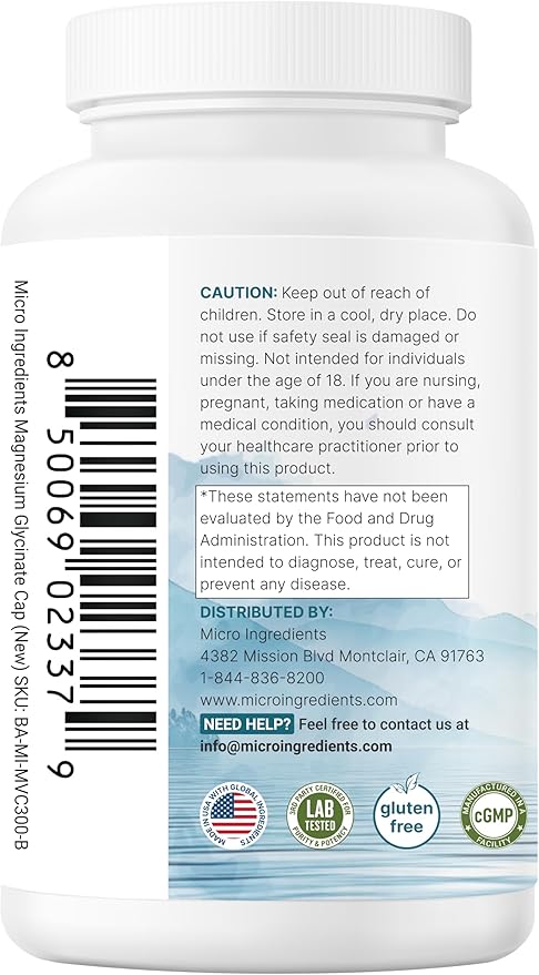 Pure Magnesium Glycinate 1,000mg, 300 Capsules | 100% Chelated for Max Absorption | Enhanced with Vitamin C | Only Uses Active Ingredients