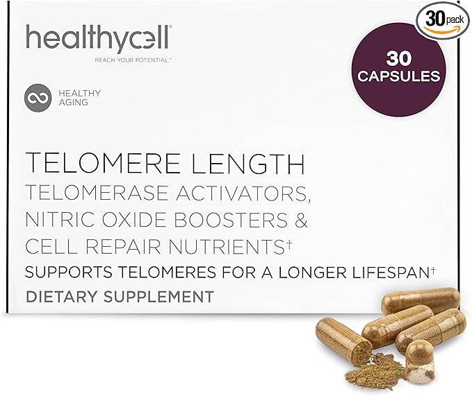 Healthycell Telomere Length Supplement - Anti-Aging Telomere Lengthening Supplements with Phytonutrients & Vitamins for Cellular Health - AC-11, Astragalus & Resveratrol - 30 Capsules