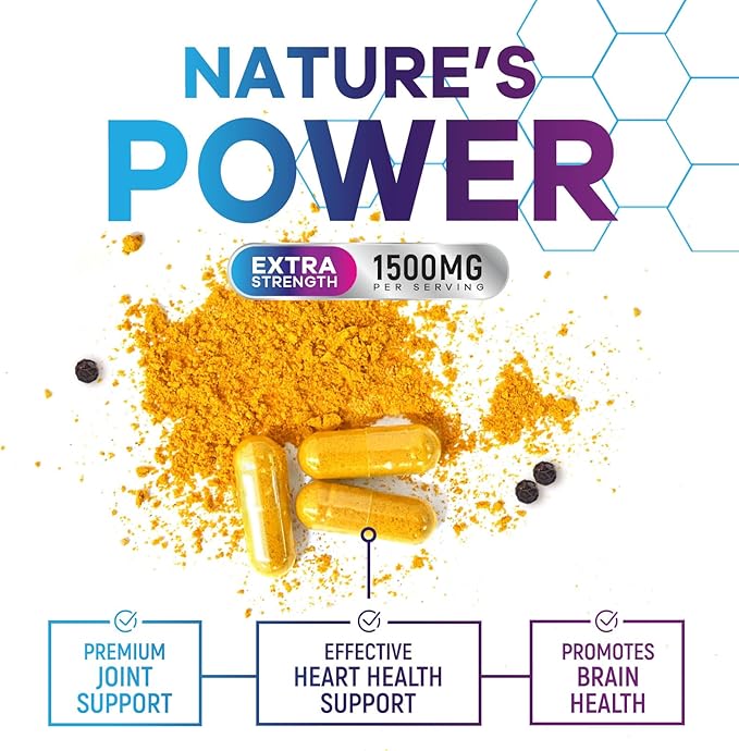 Turmeric Curcumin Supplement - 1350mg Organic Turmeric Per Serving - 95% Curcuminoids & BioPerine Black Pepper Extract for Best Absorption - Natural Vegan Joint Support, Bottled in USA - 240 Capsules