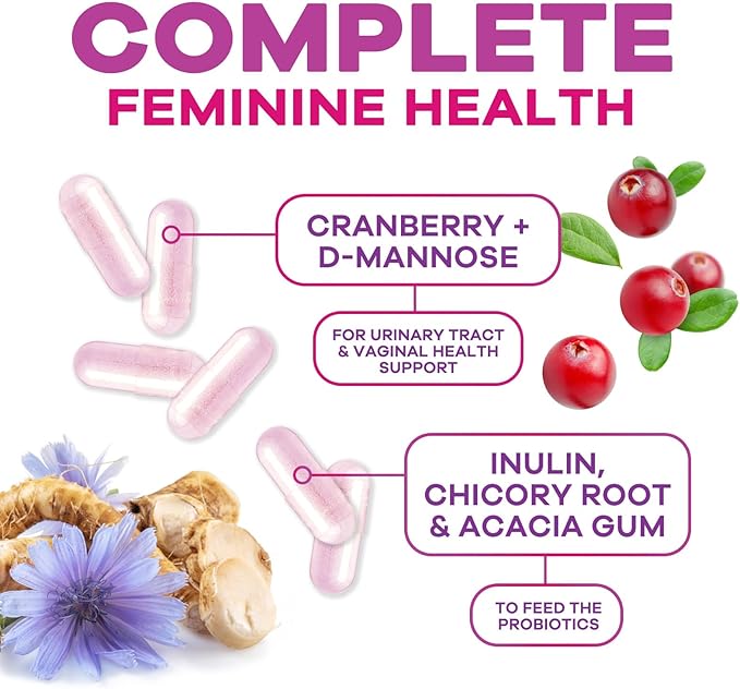 Probiotics for Women 100 Billion CFU Per Serving - 16 Unique Strains, Prebiotics Cranberry & Lactobacillus, PH Balance, Digestive & Gut Health, Vaginal & Immune Support Women's Probiotic, 120 Capsules