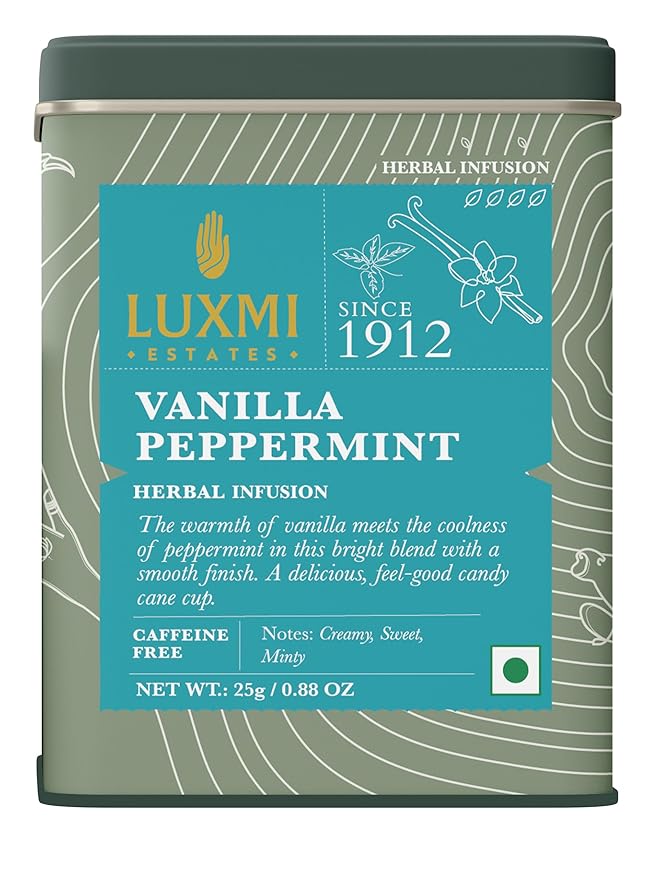 Luxmi Estates Peppermint Vanilla Tea 25g/0.88oz (12 Cups)|Natural Sweetness of Vanilla, Peppermint for Digestion