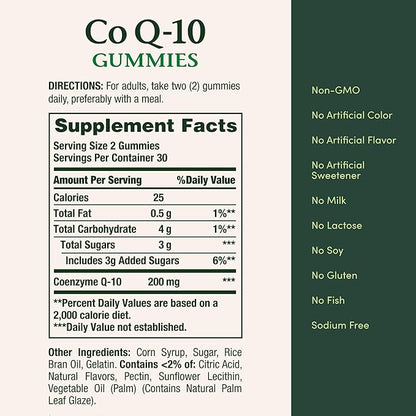 Nature's Bounty CoQ10 Gummies, Supports Heart Health, CoQ10 200mg, Peach Mango Flavor, 60 Count