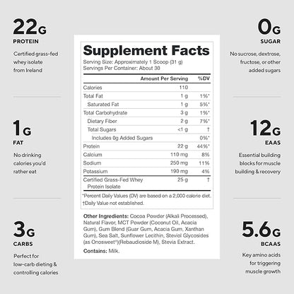 LEGION Whey+ Protein Whey Isolate from Grass Fed Cows - Whey Protein Isolate Powder Low Calorie, Non-GMO, Sugar Free, Lactose and Gluten Free, All Natural Protein 30 Servings (Caramel Coconut Fudge)