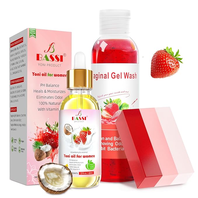 Feminine Wash & Yoni Oil & Yoni Soap Set for Women, Yoni Wash for Vaginal Ph Balance Remove Odor, 1 Fl.Oz Moisturizing Feminine Oil & 5.07 Fl.Oz Body Wash & 3.53 Oz Soap Bar