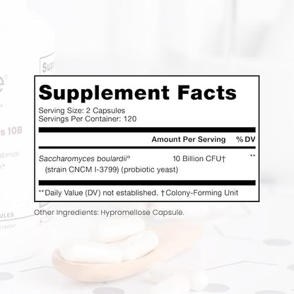 Pure Therapro Rx Saccharomyces Boulardii Probiotics 10 Billion CFU - Made in USA | No Fillers, Patented Strain: Lynside CNCM I-3799 Probiotics for Men and Women 240 Capsules