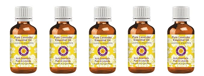 Deve Herbes Pure Lavender Essential Oil (Lavandula angustifolia) Steam Distilled (Pack of Five) 100ml X 5 (16.9 oz)