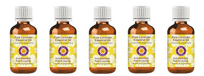 Deve Herbes Pure Lavender Essential Oil (Lavandula angustifolia) Steam Distilled (Pack of Five) 100ml X 5 (16.9 oz)