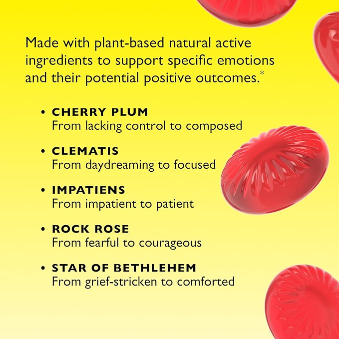 Bach RESCUE PASTILLES, Watermelon Flavor, Stress Relief Lozenges, Homeopathic, Flower Essences, 35 Count
