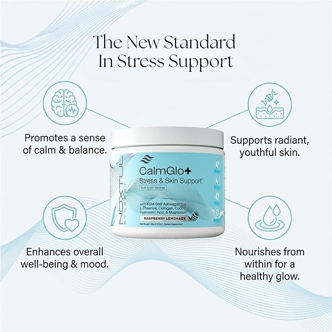 Daily Stress & Skin Support Drink Powder – Adaptogen Cortisol Reducer with Ashwagandha KSM-66, L-Theanine, Magnesium & Collagen Peptides – Mood, Focus & Hydration - Raspberry Lemonade, 30 Servings
