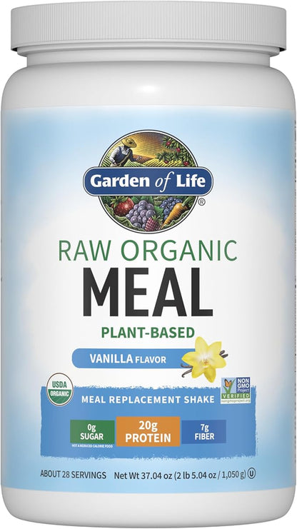 Garden of Life Meal Replacement Shakes, Raw Organic, Vanilla Protein Powder with Plant Based Pea Protein, Sprouts, Greens, Probiotics, Dairy Free 28 Servings