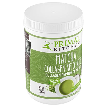 Primal Kitchen Matcha Collagen Keto Latte Powder, Sugar-Free Collagen Peptides, 9.33 Ounces