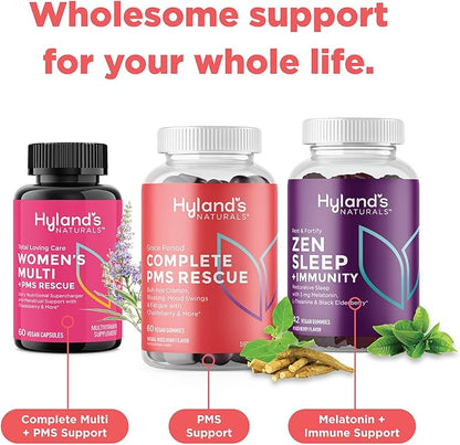 Hyland's Grace Period Complete PMS Rescue – 60 Vegan Gummies - with Chasteberry & Dong Quai for Menstrual Support & B6 + B12 for Red Blood Cell Formation (Pack of 2)