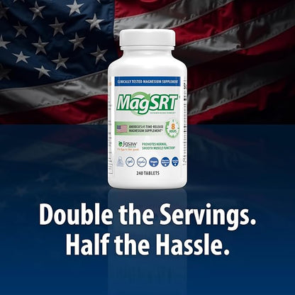Jigsaw Health MagSRT | Magnesium Supplement with Vitamin B6, Folate & B12 | 240 Tablets | 60 Servings