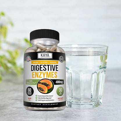 Kaya Naturals Digestive Enzymes with Prebiotics & Probiotics - Constipation & Bloating Relief - Weight Management Pills for Women & Men - Aids Immune Function - Digestion Support - 60 Veggie Capsules