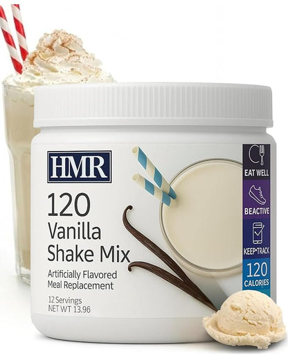 HMR 120 Vanilla Shake Meal Replacement Powder | Vanilla Shake Mix to Support Healthy Weight Loss | 12g of Protein | Nutritional Drink | Low Calorie Food | 12 Servings | 13.55 Ounce (Pack of 1)