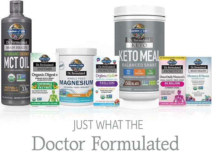 Garden of Life Dr. Formulated Whole Food Magnesium 197.4g Powder - Orange, Chelated, Non-GMO, Vegan, Kosher, Gluten & Sugar Free Supplement with Probiotics - Best for Anti-Stress, Calm & Regularity