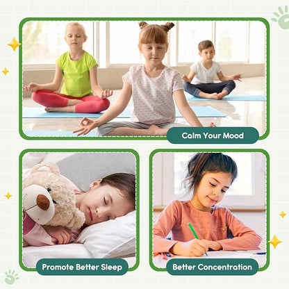 Magnesium Glycinate Gummies for Kids: Calm Magnesium Supplement for Kids & Adults with Zinc Citrate, GABA, Chamomile, Vitamin B6 & C - Sleep, Relaxation & Focus, Green Apple & Kiwi Flavor 120ct