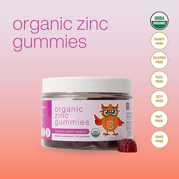 Organic Zinc Gummies by Dr. Ana Maria Temple | Supports Healthy Immune Function & Skin Health | USDA Certified Organic | Gentle, Highly Absorbable Zinc Citrate Form | 60 Gummies