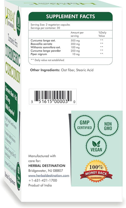 Turmeric Supplement Hrx- Immune Supplement, Metabolism Booster Joint Support Supplement with Turmeric Curcumin, Boswellia, Curcuma & Black Pepper Extract - 60 Capsules (Pack of 2)