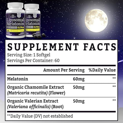 Fogoro Melatonin 60mg-Fall Asleep Faster, Stay Asleep Longer,High Dose, 60 Count(pack of 2)