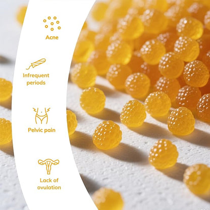 PCOS Gummy for Hormonal Balance, Vitamins for Women Fertility & Ovarian Conception Support, Gummies with Multivitamin, Myo Inositol and Folate, Helps Menstrual Cycle and Ovulation Health