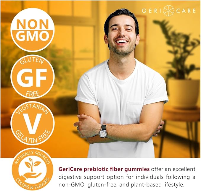 GeriCare Prebiotic Digestive Support, Gummies Compare to Metamucil Fiber Gummies, Berry Flavor, 72 Count, Plant-Based Fiber for Gut Health, Non-GMO, Gluten-Free, Vegan, Fiber Supplement