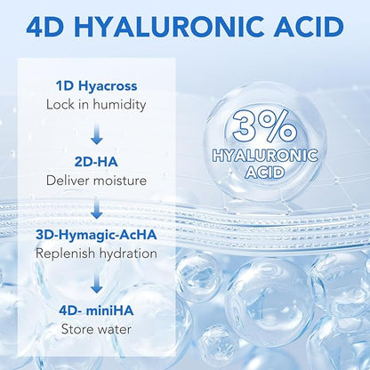 Hyaluronic Acid Serum for Face, 3% Hyaluronic Acid Serum Ultra-Hydrating Vials 30 pcs, Hydration & Moisture Facial Serum for Fine Lines & Wrinkles, Single-Use