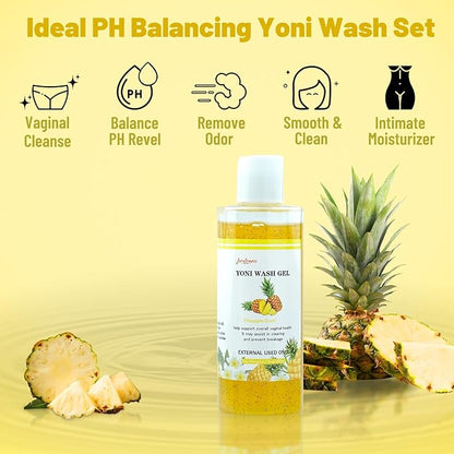 Yoni Wash Feminine Wash for Women PH Balance, Vaginal Wash for Vagina Moisturizing, Summer Feminine Care Intimate gel for Hygiene, Body Wash Shower Gel, Pineapple Scent Intimate shower gel 6.7 fl.oz