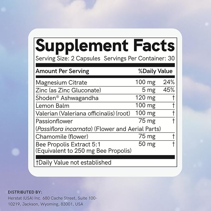 Dr Sosnowski's BUZzz Sleep Aid Supplement | Magnesium, Propolis, Ashwagandha, Valerian, Chamomile | Relax, Sleep Deeper, Wake Refreshed | 60 Capsules