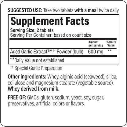 Kyolic Aged Garlic Extract Formula 100, Cardiovascular Health*, 200 Tablets.
