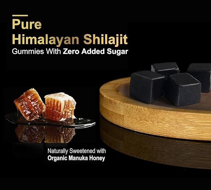 DLNIA Shilajit Gummies with Ashwagandha, Turmeric - Organic, Zero Sugar & Vegan-Friendly Himalayan Shilajit for Men & Women - Energy, Calm, Cortisol, Sleep, Immune Support & Overall Health