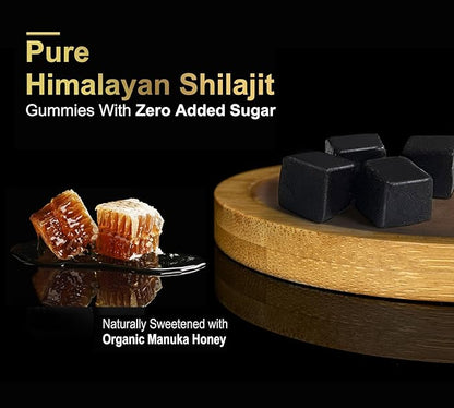 DLNIA Shilajit Gummies with Ashwagandha, Turmeric - Organic, Zero Sugar & Vegan-Friendly Himalayan Shilajit for Men & Women - Energy, Calm, Cortisol, Sleep, Immune Support & Overall Health
