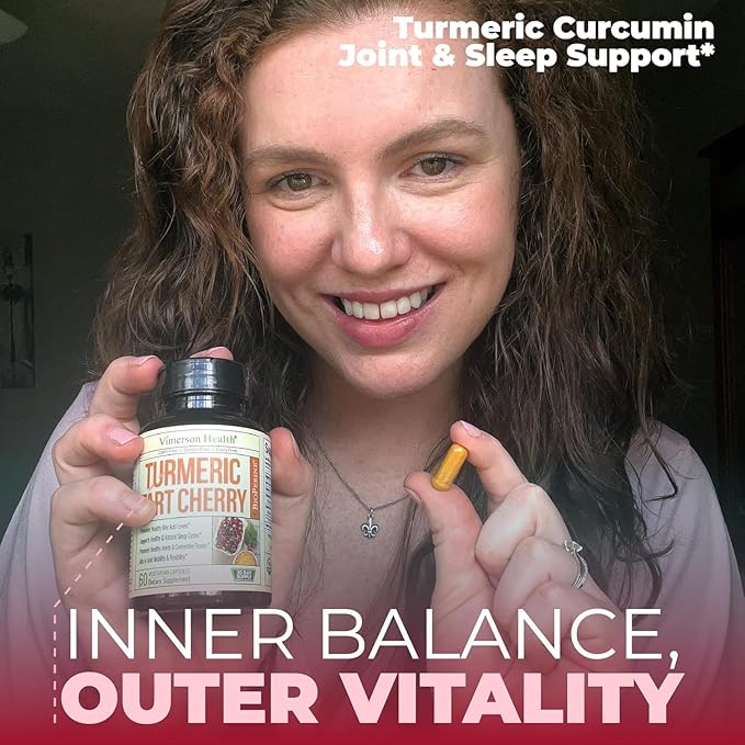 Turmeric Curcumin Supplement with 10:1 Tart Cherry Extract & Celery Seed Extract – Natural Uric Acid Balance, Joint Health & Sleep Aid – Turmeric Curcumin with Black Pepper – 120 Tart Cherry Capsules
