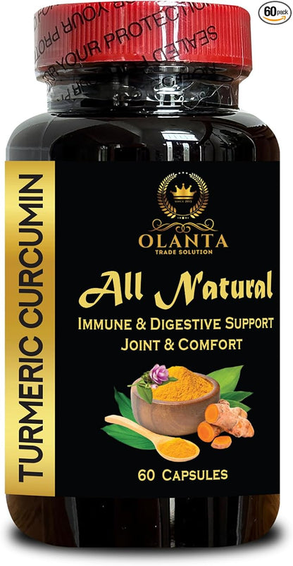 Turmeric Curcumin for Joint Support - Turmeric for Immunity, Boosting Antioxidant, Natural Turmeric Curcumin for Daily Wellness - 1 Bottle 60 Capsules