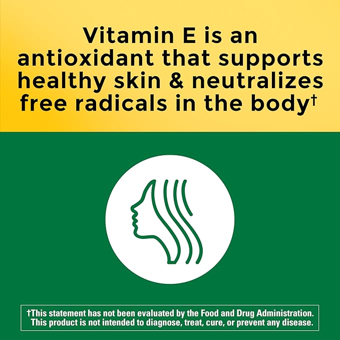 Nature Made Vitamin E 180 mg (400 IU) dl-Alpha, Dietary Supplement for Antioxidant and Skin Support, 180 Softgels, 180 Day Supply
