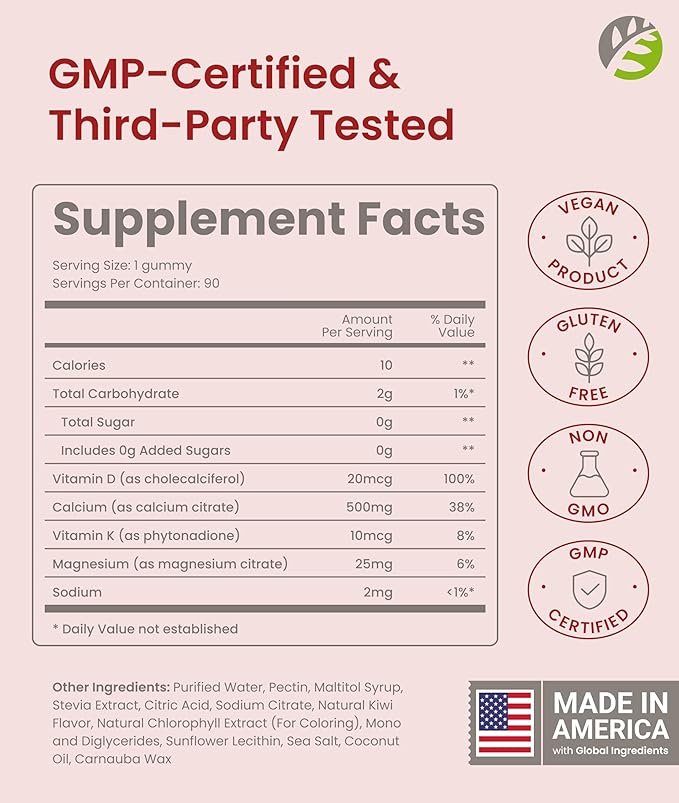 BariSlim Bariatric Calcium Gummies - Specially Formulated Bariatric Vitamins for Patients After Weight Loss Surgery - Supports Energy Levels & Bone Health | Raspberry (90 Vegan Gummies)