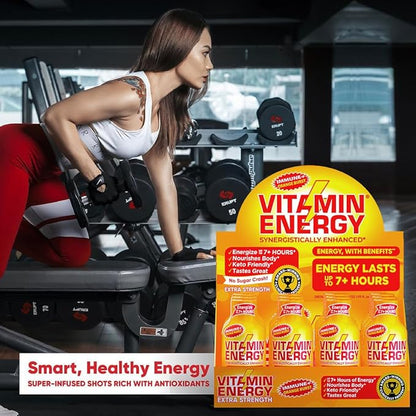 Vitamin Energy Immune+ Extra Strength Energy Shot Orange Burst 24 Pack, 260mg Natural Caffeine, B-Vitamins, Citicoline, Green Tea, Immunity & Focus Support, Zero Sugar, Gluten-Free 1.93 fl oz