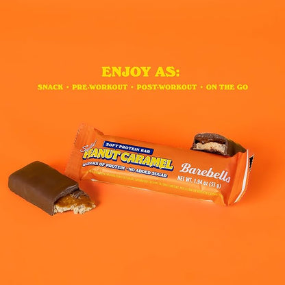 Barebells Soft Protein Bars Salted Peanut Caramel - 12 Bars, Pack of 1-16g High Protein Treats - Chocolate Nutrition Bar with 1g Total Sugars - On The Go Breakfast or Post-Workout Snack