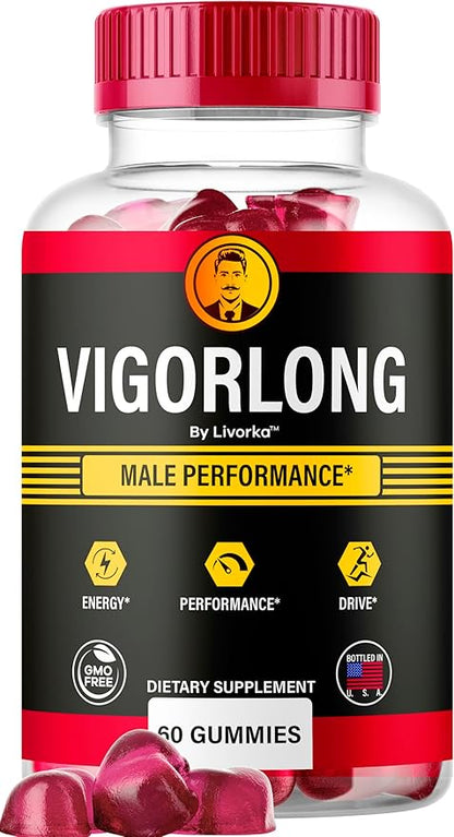 Vigorlong Gummies - Official VigorLongGummies for Men Premium Natural Support, Vigorlong Gummy Maximum Energy Advanced Support Formula for Overall Health & Wellness, 60 Gummies for 1 Month