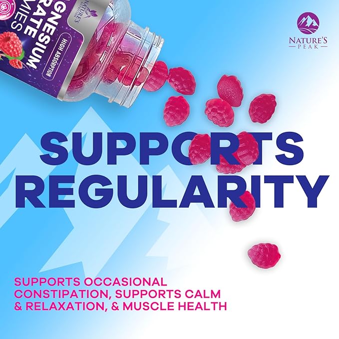 Magnesium Citrate Gummies for Adults & Kids - High Absorption Magnesium Supplements - Premium Calm, Relaxation, Muscle, Nerve, Bone & Heart Support - Great-Tasting Vegan Gummy Supplement - 60 Gummies