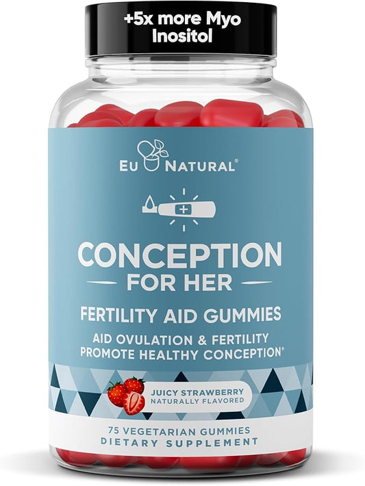 Conception for Her Fertility Gummies - Fertility Supplements for Women with Myo Inositol, Folate & more Essential Nutrients - Delicious Juicy Strawberry Hormone Balance Vitamins, 75 ct Pectin Gummies