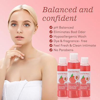 Feminine Wash & Yoni Oil & Yoni Soap Set for Women, Yoni Wash for Vaginal Ph Balance Remove Odor,Yoni Oil for Women Moisturizing, 1 Fl.Oz Feminine Oil & 5.07 Fl.Oz Vaginal Gel 3.53 Oz Yoni Soap Peach