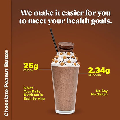 Keto Chow Chocolate Peanut Butter | Keto Meal Replacement Shake Powder | Nutritionally Complete | Low Carb | Delicious Easy Meal Substitute | Protein Rich You Choose The Fat | Single Meal Sample