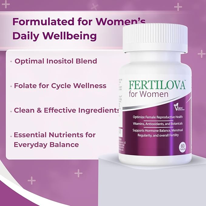 Vision Nutra Fertility Support Supplement for Women | for Hormonal Balance & May Support Menstrual Regularity | Fertilova 60 Vegan Capsules - 2 Month Supply