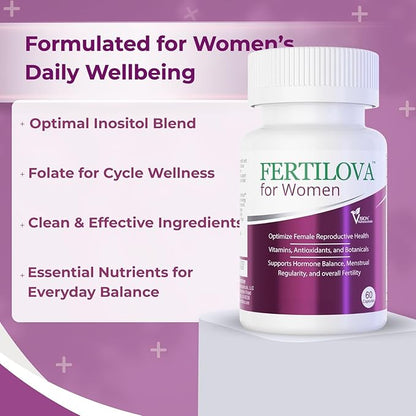 Vision Nutra Fertility Support Supplement for Women | for Hormonal Balance & May Support Menstrual Regularity | Fertilova 60 Vegan Capsules - 2 Month Supply