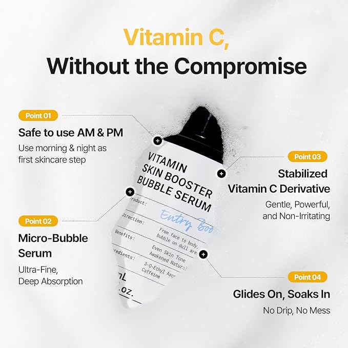 MEDITHERAPY Vitamin C Serum for Face – Micro-Bubble Formula for Instant Absorption, Visibly Radiant Glow – Advanced Vitamin C, Non-Irritating AM/PM Use for Sensitive Skin – 3.38 fl oz