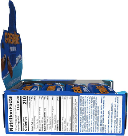 Grenade OREO Milk Chocolate High Protein Bar, 20g Protein and 1 g Sugar per Snack Bar, 12 Count, 2.1 oz Bars